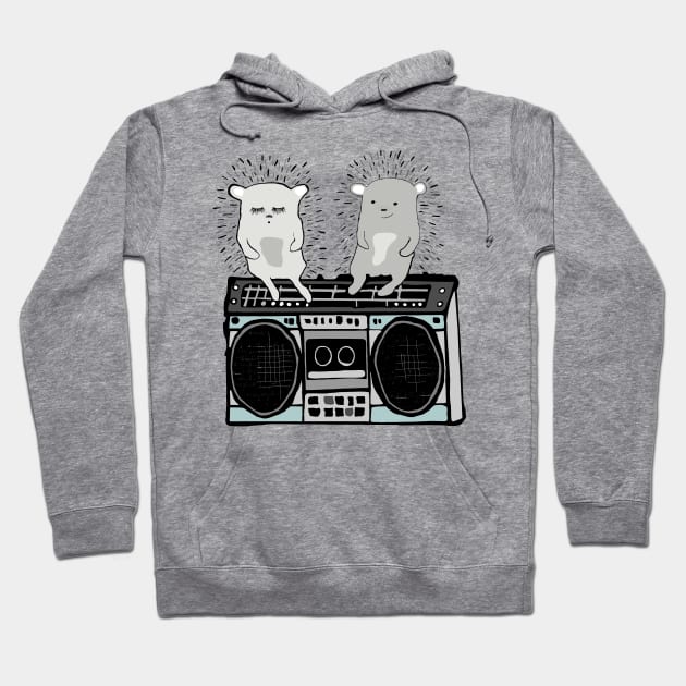 Hedgehogs on Boombox Hoodie by msmart